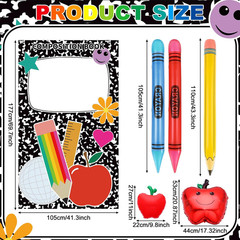 7 Pcs Back to School Photo Booth Props Composition Book Paper Photo Frame Large