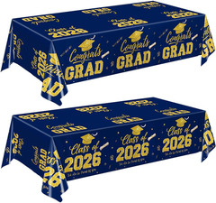 Graduation Decorations 2026, 2 Pack Graduation Tablecloths, Congrats Grad Dispos