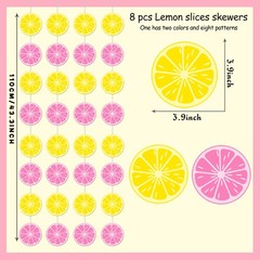 8pcs Lemon Theme Hanging Garlands Pink and Yellow Lemon Party Decorations Sum…