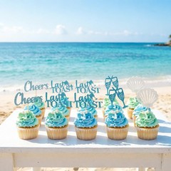 24Pcs Coastal Beach Cupcake Toppers Last Toast on the Coast Bachelorette Deco…