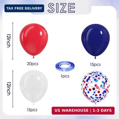 Red White and Blue Balloons – 60pcs 12″ Navy Blue and Red and White Party Balloo