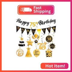 Hapdoo 75th Birthday Decorations Set – 75th Birthday Decorations Men Happy 75th