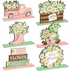 6 Pcs Spring Daisy Table Decorations Spring Table Centerpiece Tiered Tray Dec…