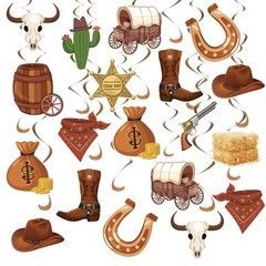 24PCS Western Party Decorations, Western Cowboy Hanging Swirl Decorations Wil…