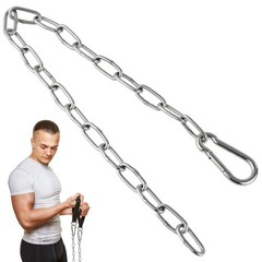 1Pcs Dual Grip Tricep Chain Extension for Cable Machines Silver Heavy Duty Iron