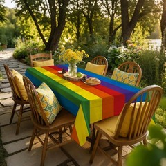 4 Pack Rainbow Rectangular Tablecloths 54×108 Inch Carnival Party Decor