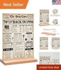 70th Birthday Decorations Women Men, Vintage Back in 1956 Birthday Poster Acr…