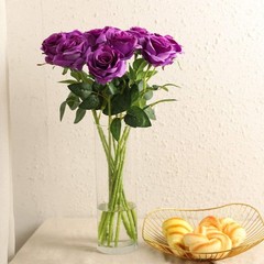 Purple Fake Roses Artificial Flowers – 10 Pcs Fake Artificial Roses Silk Flow…