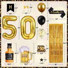 50th Birthday Decorations for Men with Cheers to 50 Years Banner, Happy 50th …