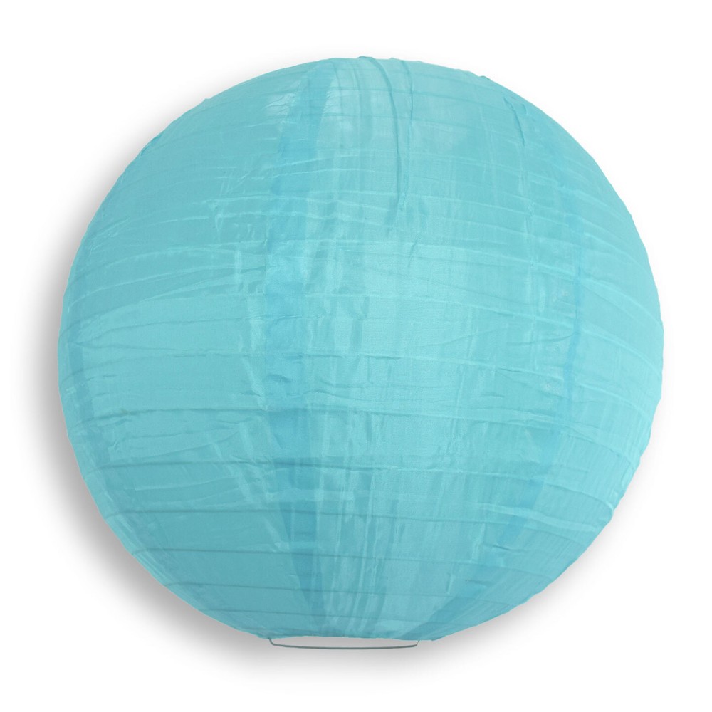 16″ Sky Blue Shimmering Nylon Lantern, Even Ribbing, Durable, Hanging