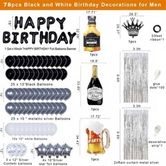 Black Happy Decorations for Men,Black Decorations with Banner, Fringe Curtain…
