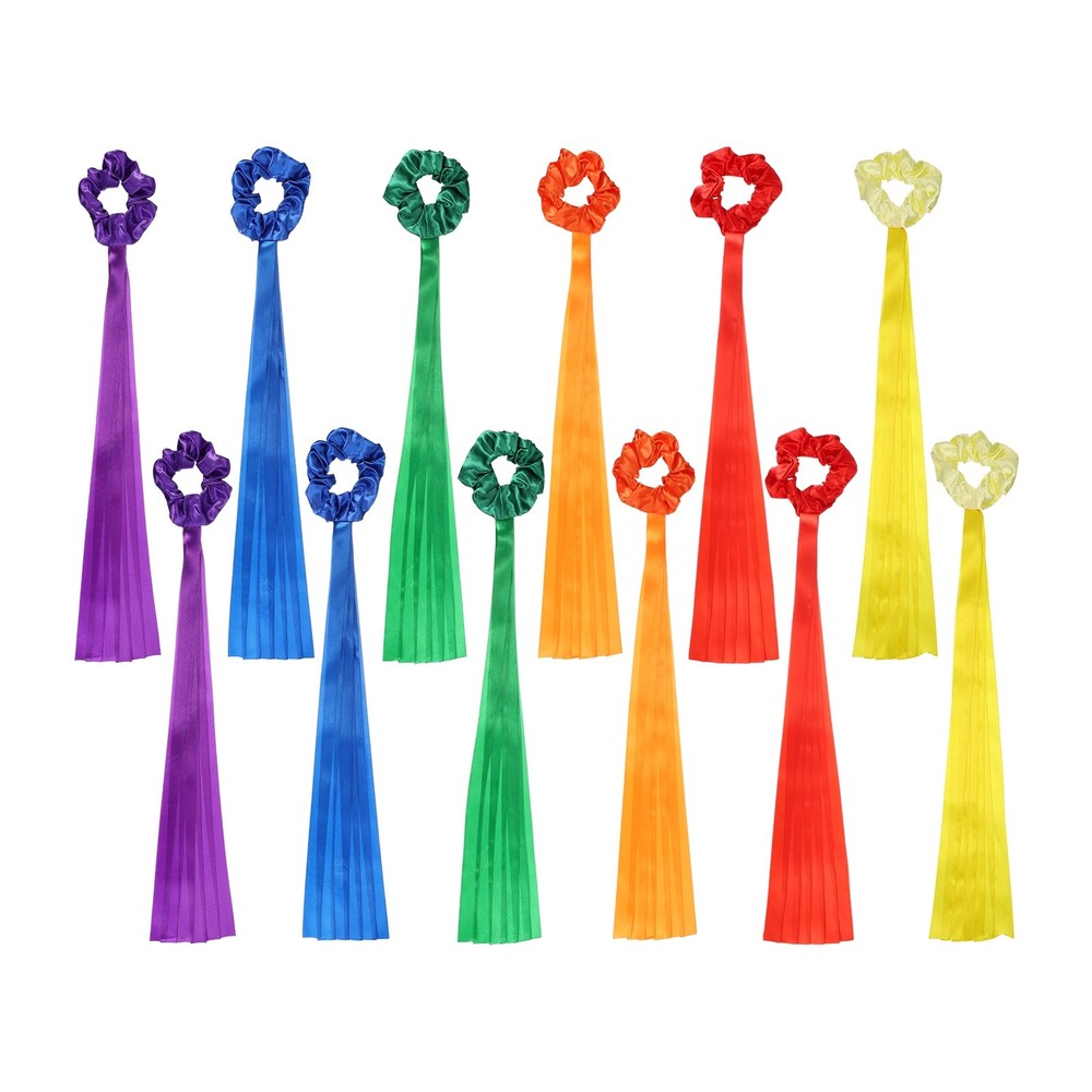 Rainbow Dance Ribbons, Wrist Streamers 12 Pcs & Basic Color Set