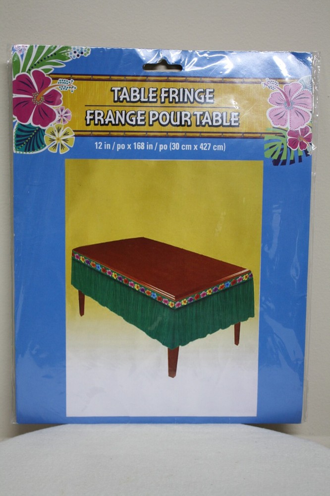 NEW – Table Skirt 12″ Fringe Hibiscus Hawaiian Tiki Beach Luau Theme Party Decor