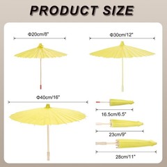 Paper Umbrella Set 8 12 16 Yellow for Photography and Decoration