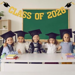 2026 Graduation Decorations – Gold Glitter Class of 4 inches x 5 inches,