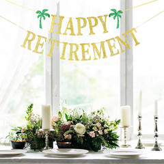 Gold Glittery Happy Retirement Banner, Official Retired Decor – Retirement Party
