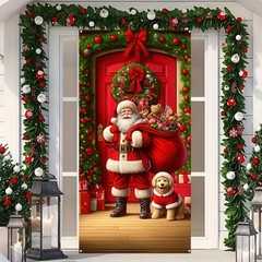 Christmas Decorations Santa Clause Dog Door Cover Xmas Holiday Gift 71″x43″
