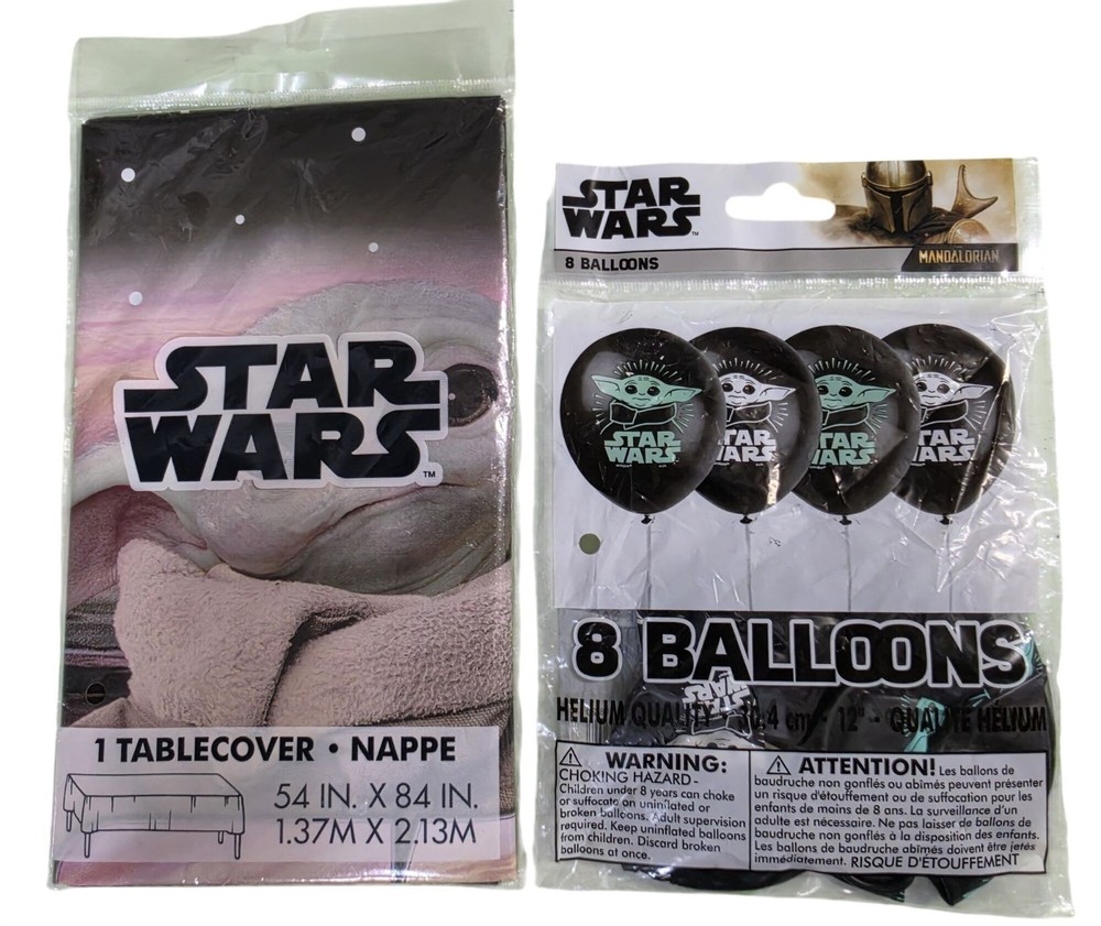 Unique Star Wars Mandalorian Grogu Tablecover & Balloons Party Lot