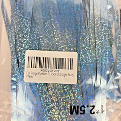 Foil Fringe Curtains, Party Decorations, Light Blue 2pk