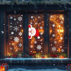 Lansian Christmas Snowflakes Window Clings 87 snowflake +250 snow dots, White