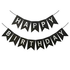 Runhiskii Black Happy Birthday Banner, Durable Happy Birthday Sign Bright