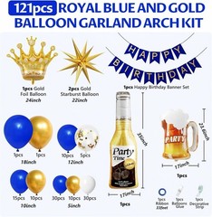 Birthday Decorations Balloons Banner Foil Balloons for Men 121pcs Royal Blue …