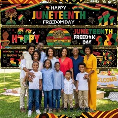 Large Juneteenth Banner Set – 3 Pcs 98×18 Inch Outdoor Yard Sign for African Ame