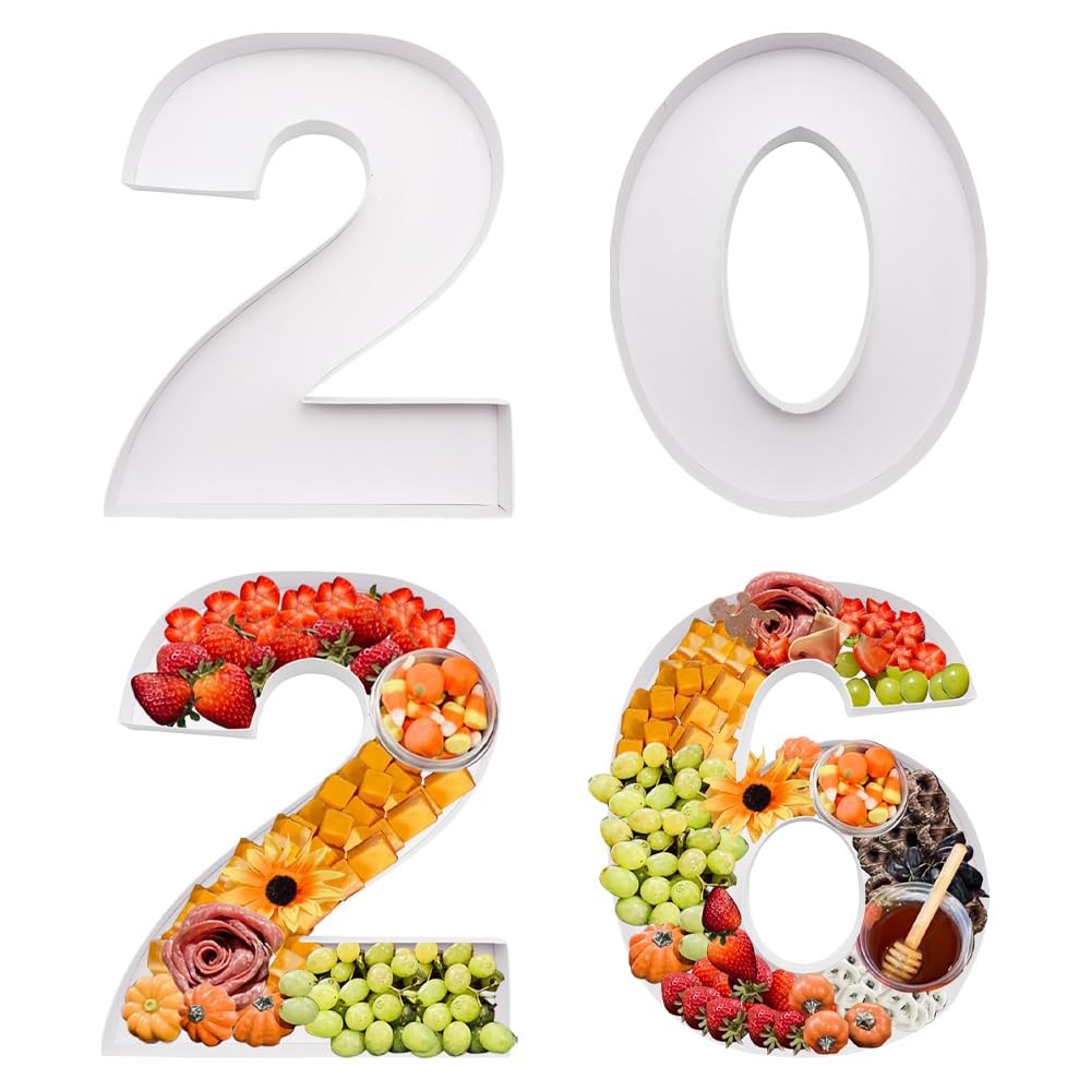 12 Inch Fillable Cardboard Numbers 2026 Charcuterie Tray Graduation White
