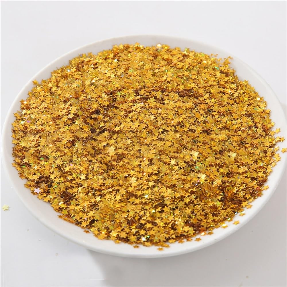 12000 PCS 3mm Laser Gold Holographic Star PVC Glitter Table Party Confetti