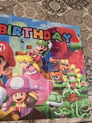Mario birthday backdrop banner 30×48