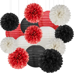 Blue Pink Purple Party Decorations – 15Pcs Tissue Pom Poms Paper Flowers Paper L