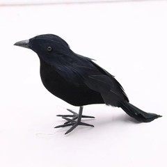 Realistic Black Crow Halloween Prop Fake Bird Scary Raven Feather Decoration UK