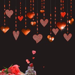 Cheerland Glitter Red Heart Garlands Valentines Day 1 Count (Pack of 1),