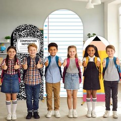 Back to School Composition Notebook Arch Backdrop Cover 4Ft 5Ft 6Ft Colorful Set