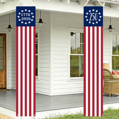 250th Anniversary Patriotic Flag Banner Set 1776-2026 Porch Decor 2 Pack