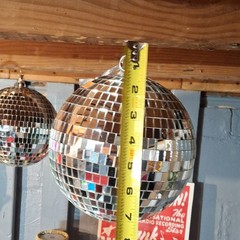 Silver Disco Ball Hanging Decoration 7 Inch Mirrored Retro 1980s Party Decor
