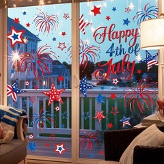 9 Sheets 4th of July Window Cling Stickers Patriotic Star Firework Reusable