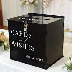 SOFARKKT Black Acrylic Card Box with Slot & Lock, DIY Large Wedding