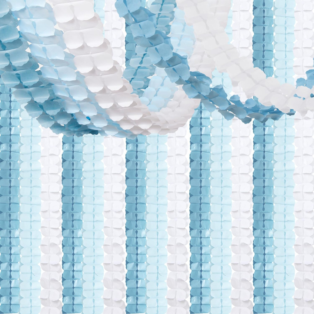 Light Dusty-Blue White Party Decorations – 12Pcs Streamers-Garland Baby Boy Show