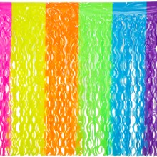 4 Pack Neon Tinsel Foil Fringe Table Skirts 108 x 29.5 Inch Glow in The Dark