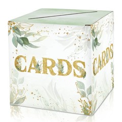 HEZNZXQ Gold Foil Greenery Card Box – 8 inches x 8 x 8 inches, gold
