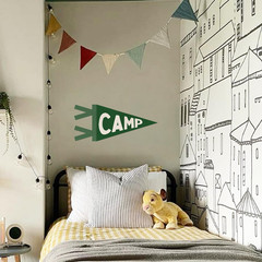 Camp Boys Bedroom Wall Art Playroom Decor Felt Pennant Banner, Vintage Nursery T