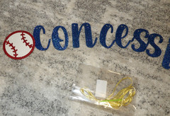 Baseball Concessions Blue Glitter Banner for Sports Theme NEW