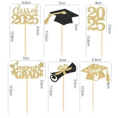 60 Pcs 2025 Graduation Cupcake ToppersGlitter Class of 2025 Cupcake Toppers