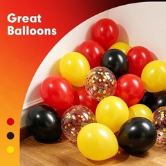 60pcs Red and Yellow Balloons 12inch, Red Yellow Black Red Black Yellow
