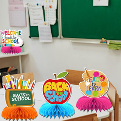 Back to School Table Decorations 9 PCS, Back to School Honeycomb Centerpiece Tab