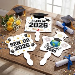 12 Pcs Custom Graduation Sublimation Blank Fans with Handle, Class of 2026 Pe…
