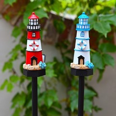 Resin Solar Lighthouse Light LED Waterproof for Outdoor Garden Decoration