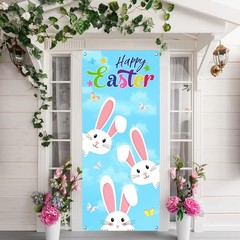 Happy Easter Decorations Bunnies Rabbits Door Cover Banner Gift Outdoor 29.5X71″