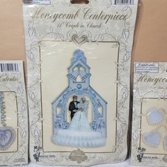 Vtg Good Old Values Wedding Decor Honeycomb Centerpiece/Garland/Spiral Cutouts